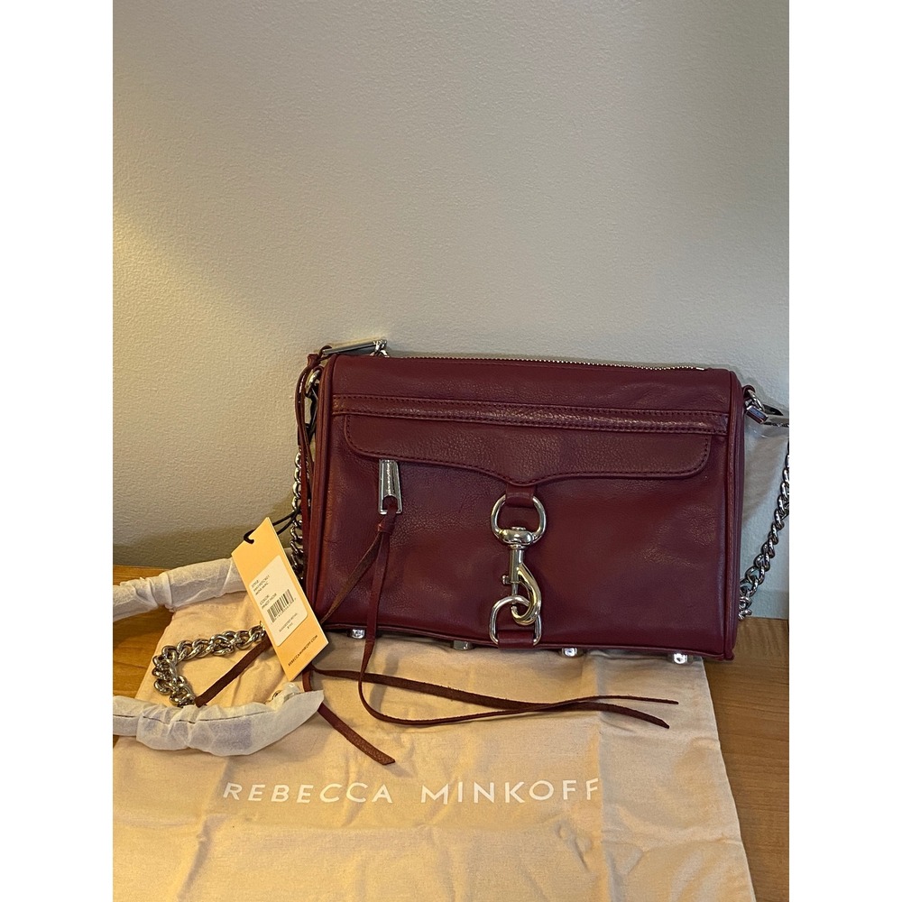 Rebecca Minkoff Mini MAC Crossbody Bag Pinot Noir Red Leather NWT + Dust Bag